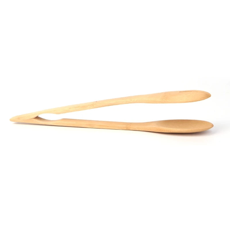 1 Pieces Bamboo Toast Tongs, 10.2 Inches Long Wood Toaster Tongs with Anti-slip Design, Tongs for Cooking with Cooking Oil Coating