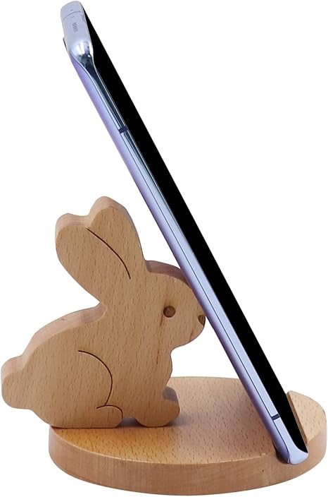Cute Dog Cellphone Holder Stand Wooden Smartphone Desk Holder for All Mobile Phones Animal Phone Stand Desk Ornament