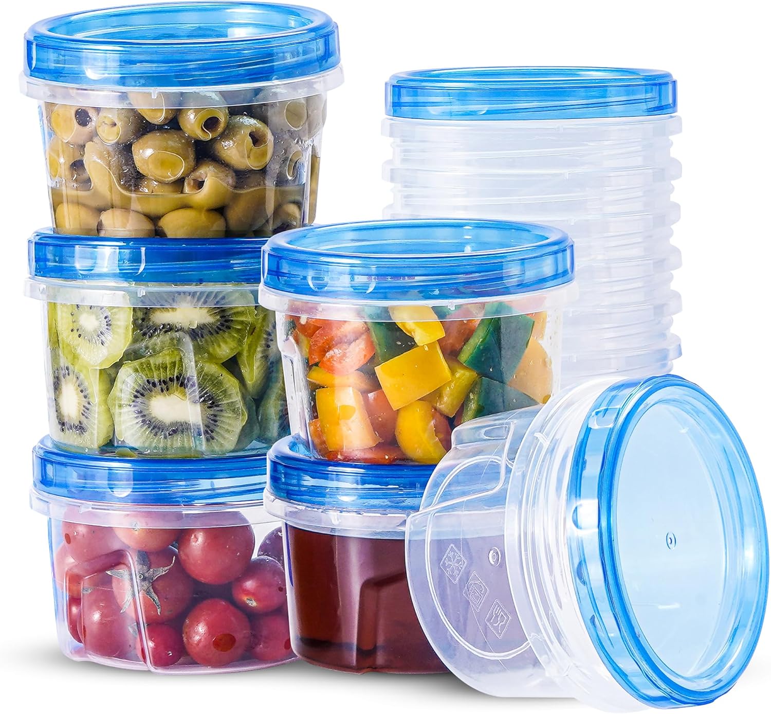 24 pcs Freezer Storage Containers with Lids-(16OZ) 12 Food Storage Containers with 12 Twist Top-Deli Container for Soup-Reusable Plastic Box for Lunch, Gym, Travel