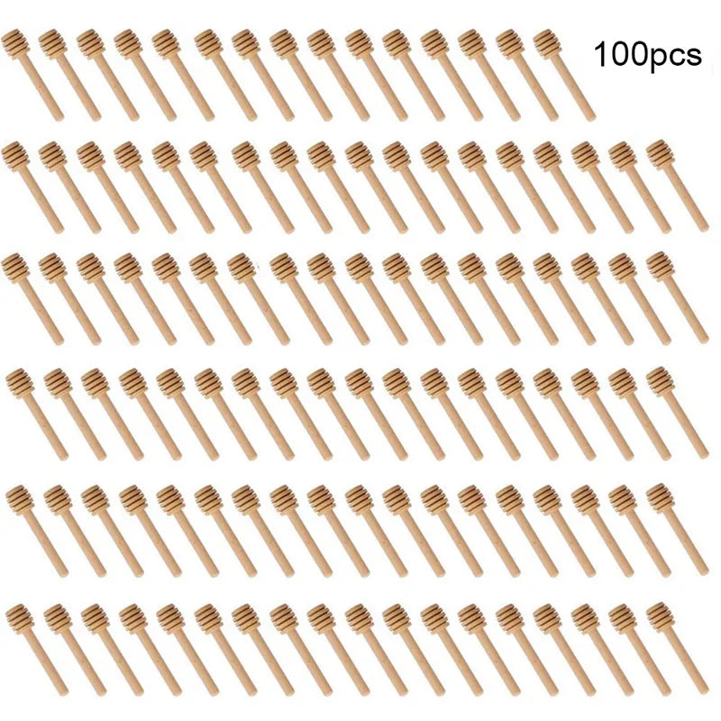 Honey Mixing Stirrer, 6.3 Inches Wooden Honey Dipper, Smooth Honey Comb Stick, Honey Spoon Collecting Dispensing Drizzling Jam (Round Handle)