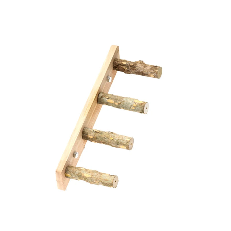 Bird Ladder Perch for Cage, Natural Wood Bird Parrot Perch Stand Parrot Perch Bridge Climbing Chewing Toys for Small Medium Animal