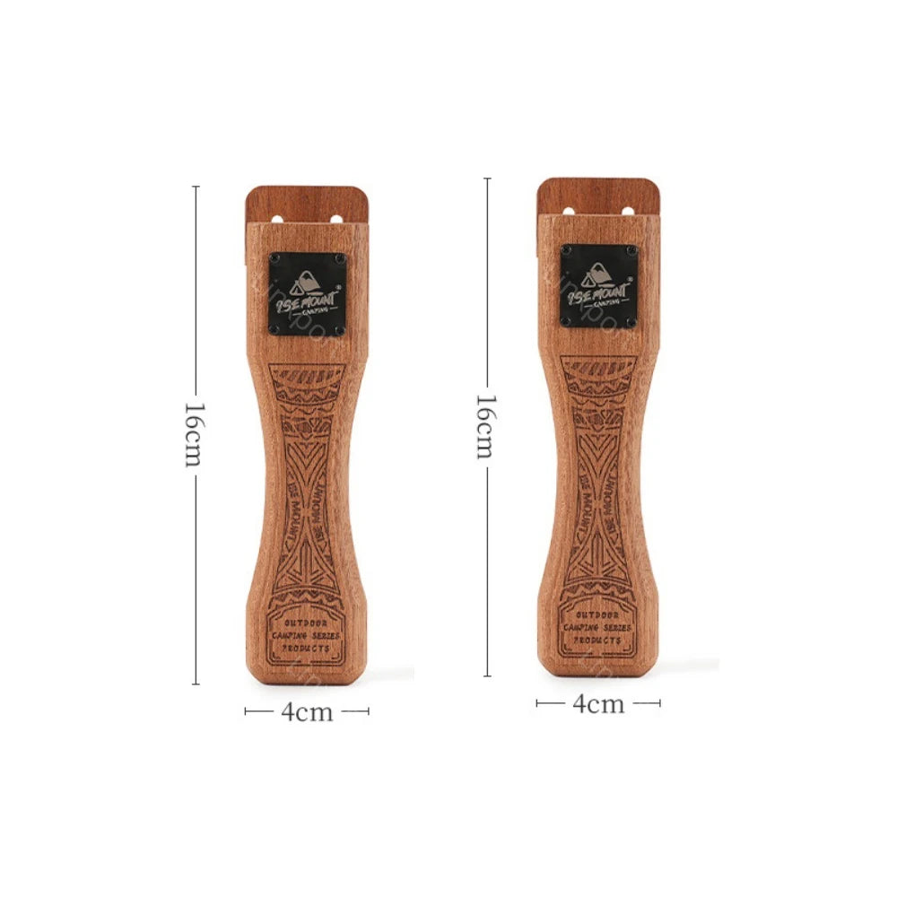 Outdoor Grill Pan Handle Anti-scalding Solid Wood Handle Bayonet Adjustable Heat Resistant Insulated Grip Outdoor Camping Tool
