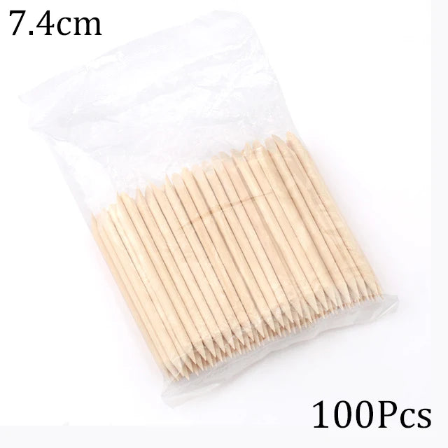 Orange Wood Nail Sticks Double Sided Multi Functional Cuticle Pusher Manicure Pedicure Tool for Manicure Pedicure