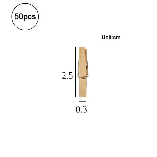 Mini Clothespins, Mini Clothes Pins for Photo Natural Wooden Small Picture Clips for Crafts 50pcs Decorative Wood Clips for Wall Hanging Pictures