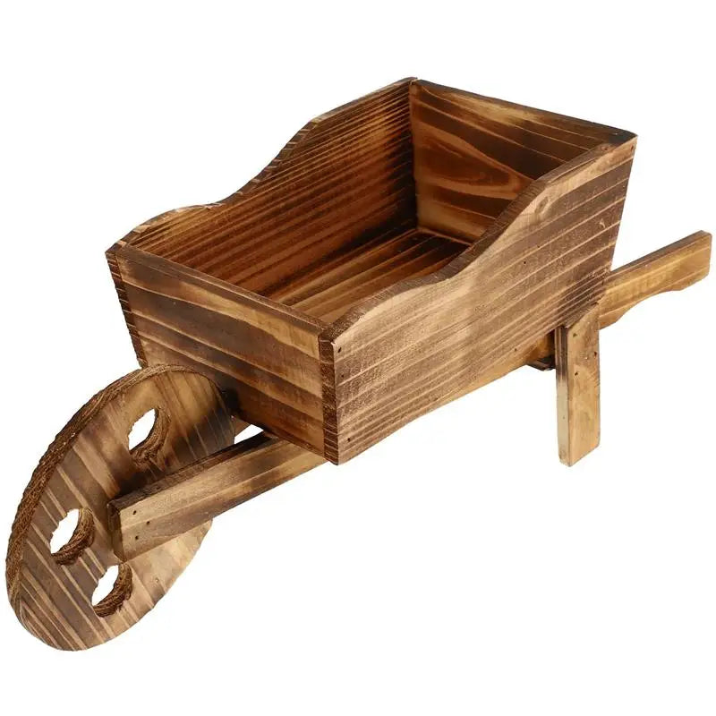 Wooden Wagon Planter Box, Garden Planter with Wagon Wheels, Flower Cart for Patio Garden Balcony, Decorative Patio Flowers Herbs Vegetables for Indoor Outdoor Decor,
