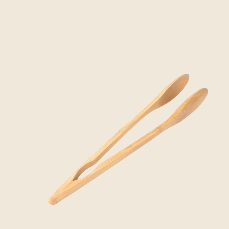 1 Pieces Bamboo Toast Tongs, 10.2 Inches Long Wood Toaster Tongs with Anti-slip Design, Tongs for Cooking with Cooking Oil Coating