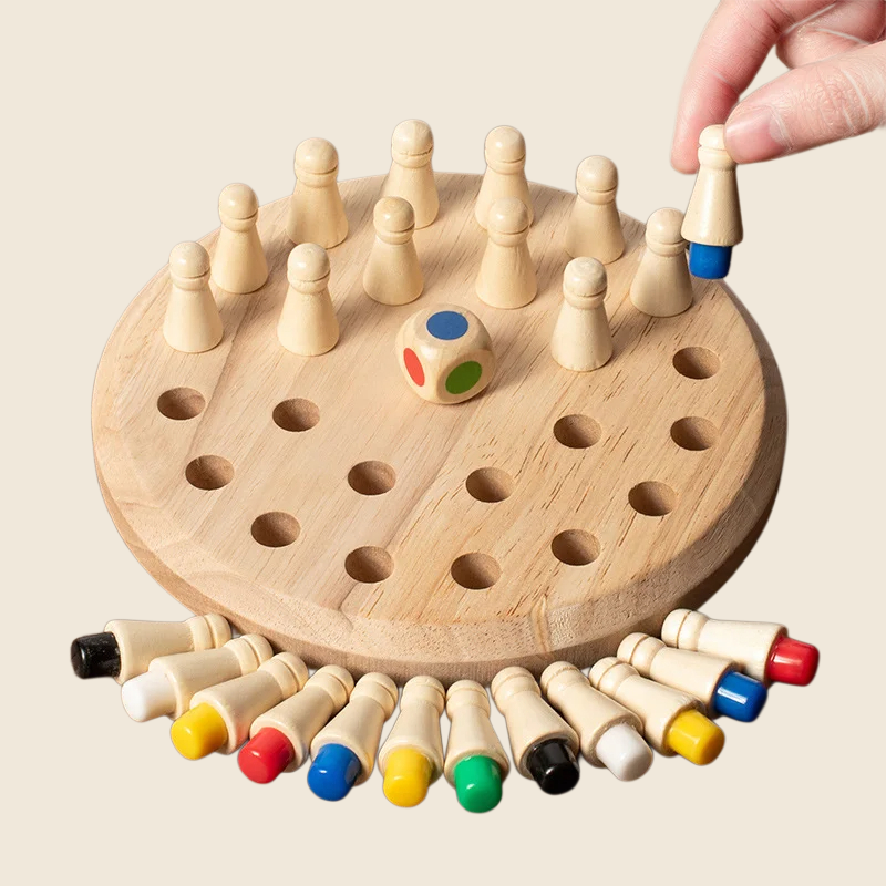 Wooden Memory Chess Matching Game: Family Board Games for Kids and Adults, Montessori Preschool Learning Educational Toy for Toddler 3 4 5 6 7 8+ Year Old, Birthday Gift for Boy Girl