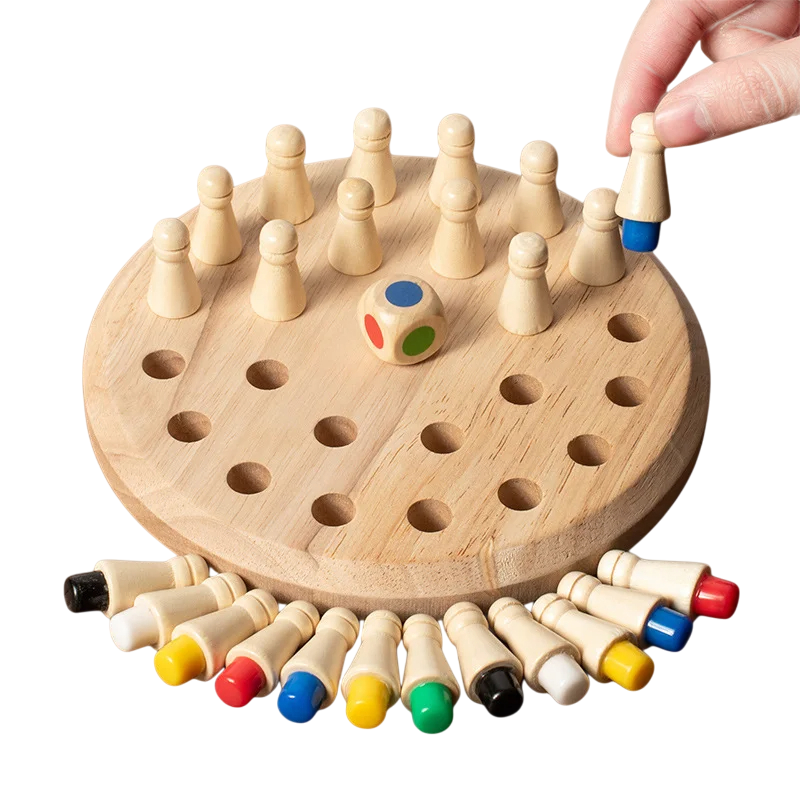 Wooden Memory Chess Matching Game: Family Board Games for Kids and Adults, Montessori Preschool Learning Educational Toy for Toddler 3 4 5 6 7 8+ Year Old, Birthday Gift for Boy Girl