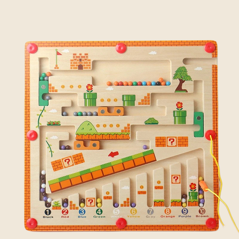 Magnetic Color and Number Maze, Montessori Fine Motor Skills Toys for Girls Boys, Wooden Magnet Maze Board Game, Dinosaur Design Toys for 3 4 5 Years Old Preschool Learning Activities