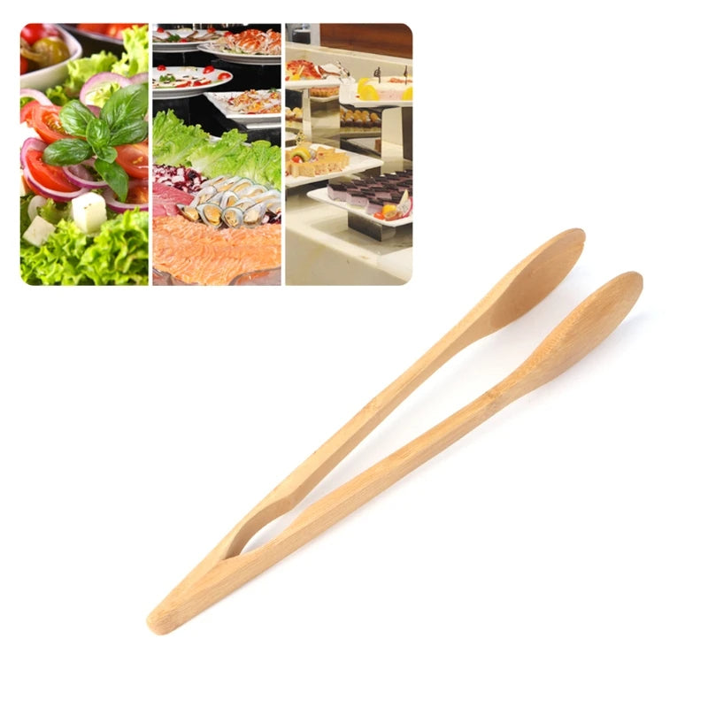1 Pieces Bamboo Toast Tongs, 10.2 Inches Long Wood Toaster Tongs with Anti-slip Design, Tongs for Cooking with Cooking Oil Coating