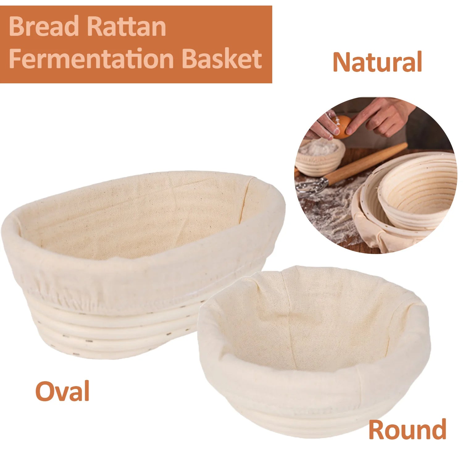 Oval Bread Proofing Basket, Handmade Sourdough Bread Baking Supplies, Banneton Bread Proofing Basket Brotform with Proofing Cloth Liner for Sourdough Bread, Baking