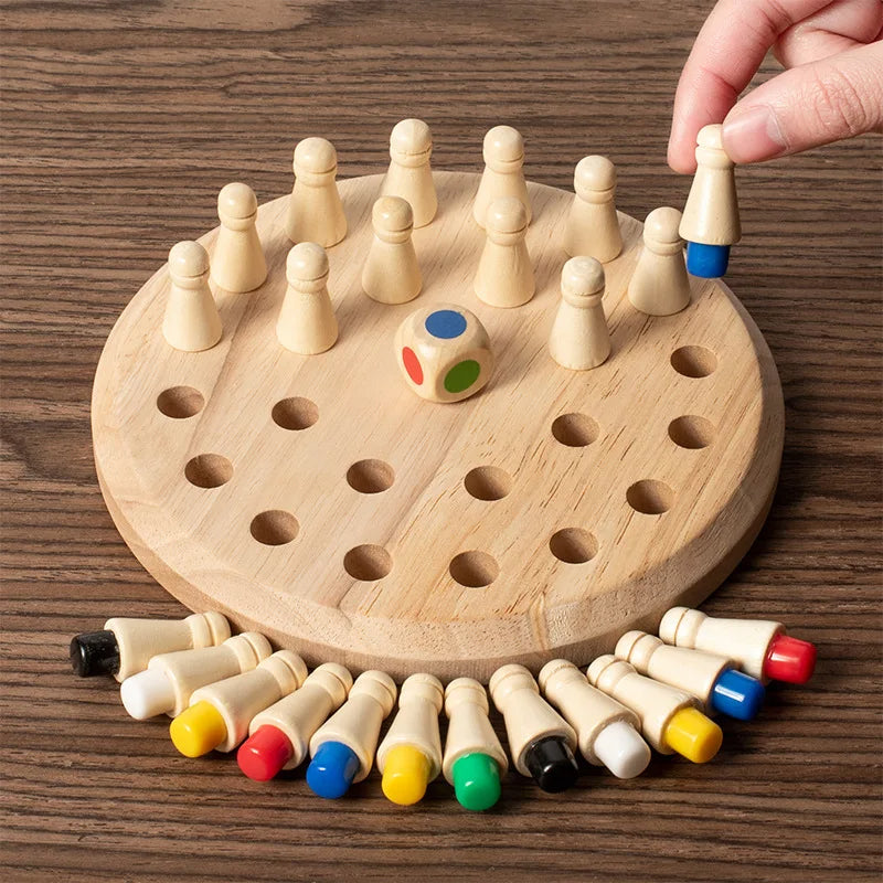 Wooden Memory Chess Matching Game: Family Board Games for Kids and Adults, Montessori Preschool Learning Educational Toy for Toddler 3 4 5 6 7 8+ Year Old, Birthday Gift for Boy Girl