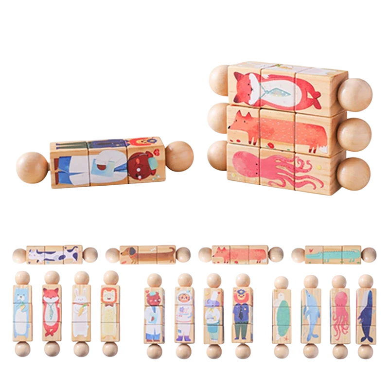 Baby Wooden Rotating Jigsaw Puzzle Hand bell Toy Baby Mobile Musical Rattle Toy Montessori Puzzle Game For Babies Newbaby Gift