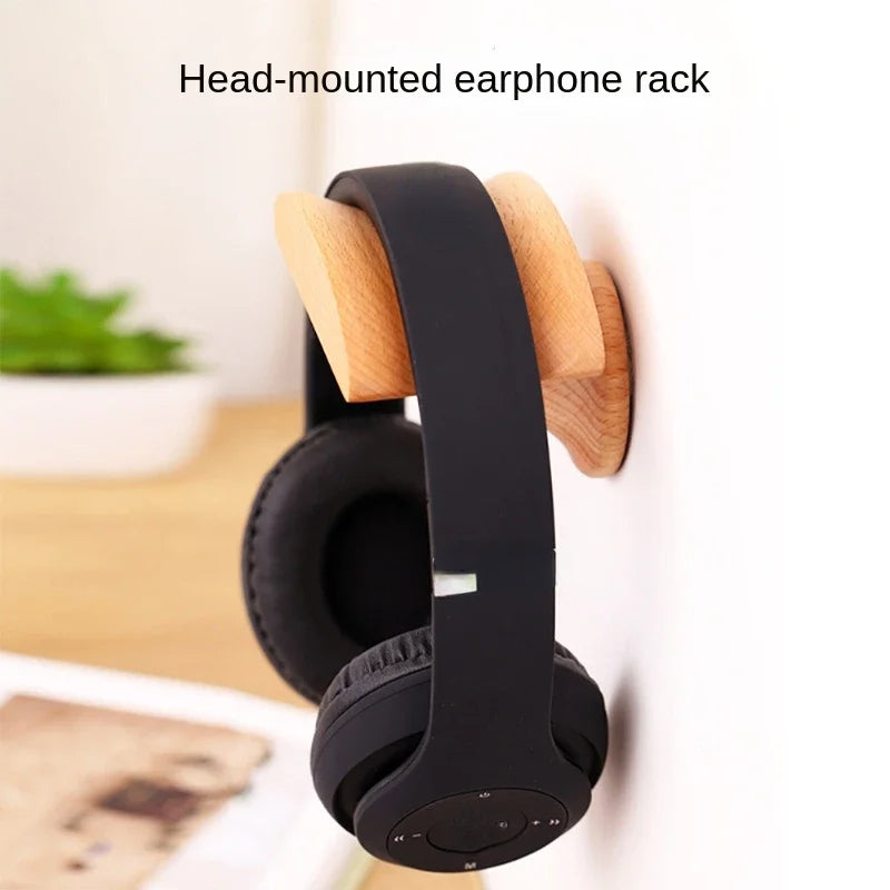 Wood Headphone Wall Mount Holder, with VHB Adhesive Tape and Screw, Holds 10 lbs