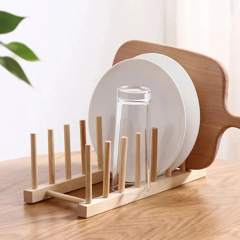 Kunovo Bamboo Dish Rack,Pot lid/Plate/Cutting Board Organizer for Kitchen cabinets,Bottle Drying Holder