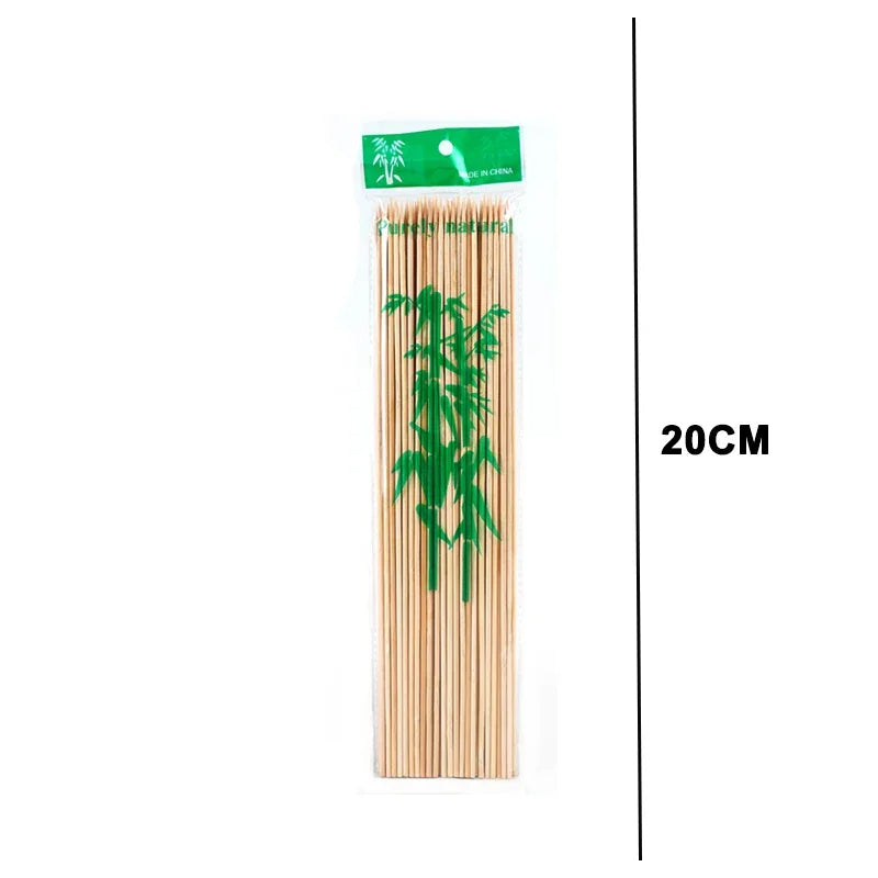 Natural Bamboo Skewers for BBQ，Appetiser，Fruit，Cocktail，Kabob，Chocolate Fountain，Grilling，Barbecue，Kitchen，Crafting and Party. Φ=4mm, More Size Choices 6.5"/15"/20"/25"/30"(80-100 PCS)