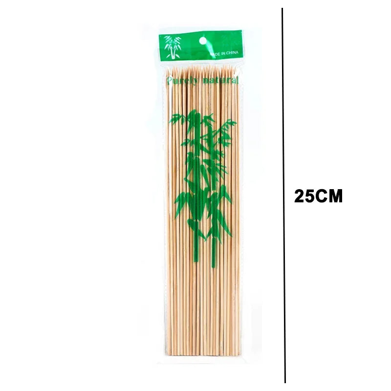 Natural Bamboo Skewers for BBQ，Appetiser，Fruit，Cocktail，Kabob，Chocolate Fountain，Grilling，Barbecue，Kitchen，Crafting and Party. Φ=4mm, More Size Choices 6.5"/15"/20"/25"/30"(80-100 PCS)