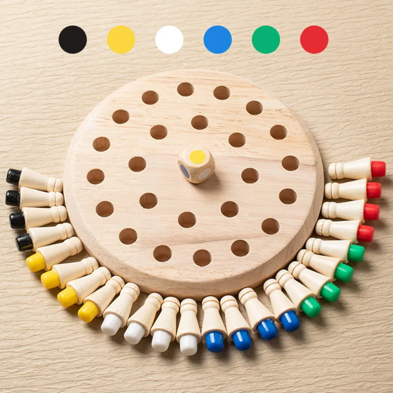 Wooden Memory Chess Matching Game: Family Board Games for Kids and Adults, Montessori Preschool Learning Educational Toy for Toddler 3 4 5 6 7 8+ Year Old, Birthday Gift for Boy Girl