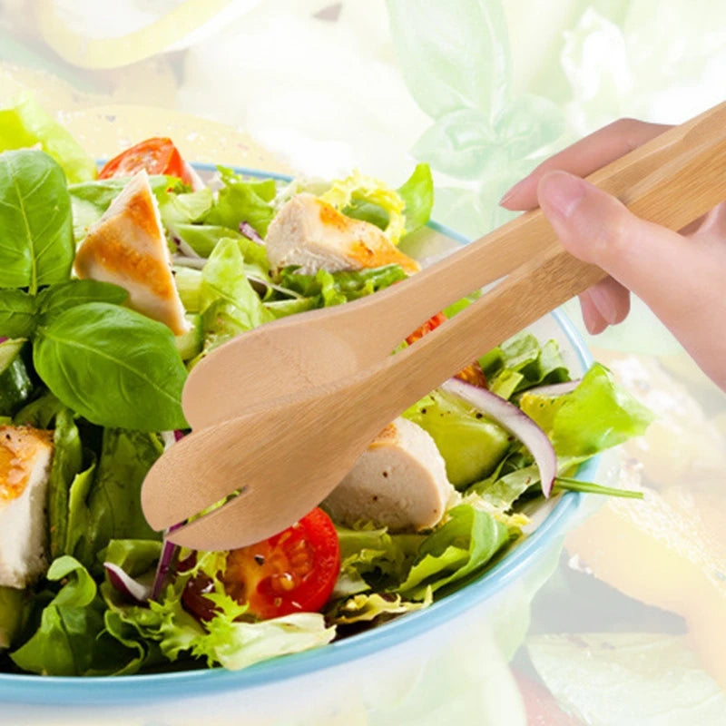 1 Pieces Bamboo Toast Tongs, 10.2 Inches Long Wood Toaster Tongs with Anti-slip Design, Tongs for Cooking with Cooking Oil Coating