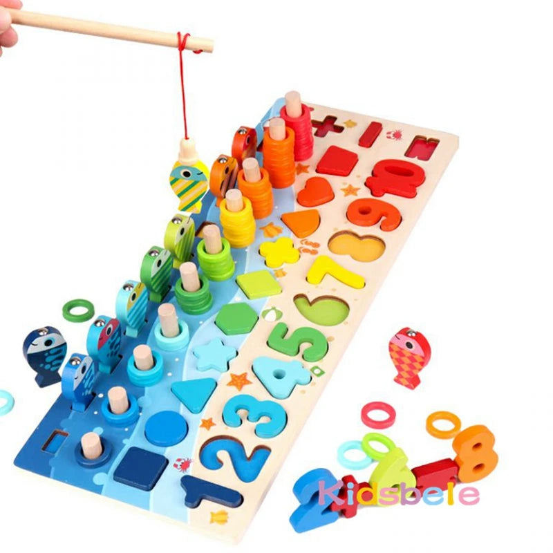 Montessori Educational Wooden Toys for Kids Toddler Number Puzzles Sorter Counting Shape Stacker Stacking Game Preschool Math Blocks Toys Gifts for Boy Girl Birthdays Christmas Holidays