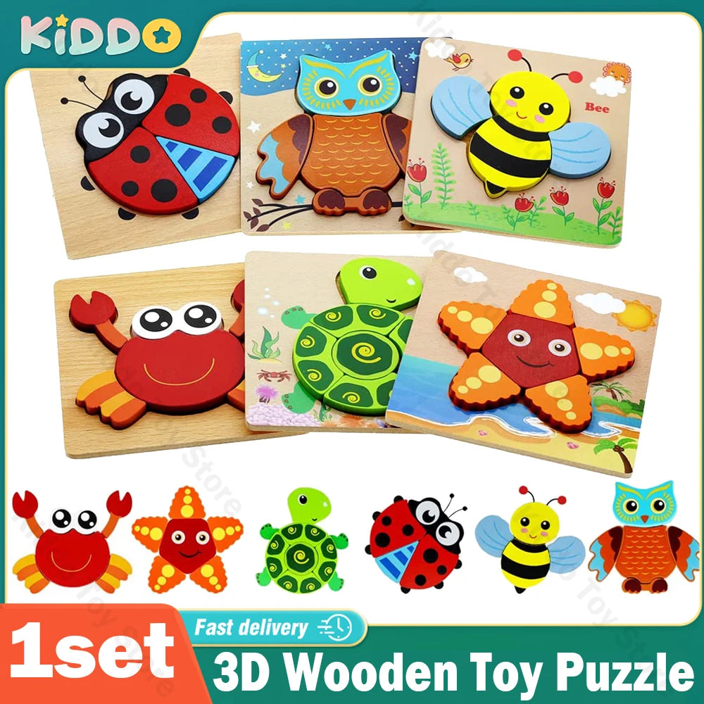 Bekayshad Wooden Puzzles Toddler Toys Gifts for 1 2 3 Year Old Boys Girls, Animal Jigsaw Puzzles Montessori Toys, Learning Educational Christmas Birthday Gifts for Girls Boys Ages 1-3