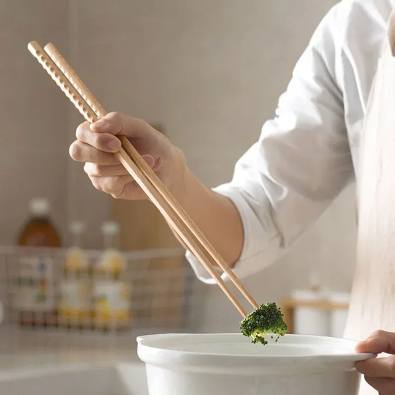 2 Pairs 13&16 Inches Cooking Chopsticks Wooden Long Chop Sticks Reusable Chopsticks Kitchen Chopstick for Noodles Frying Hotpot