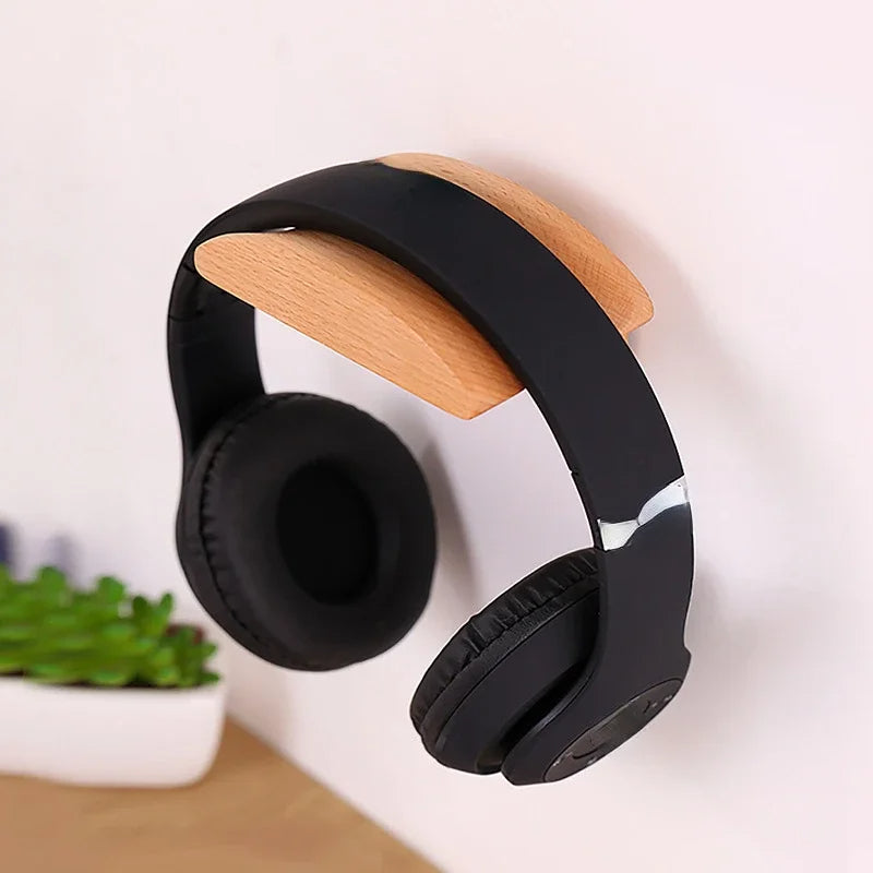 Wood Headphone Wall Mount Holder, with VHB Adhesive Tape and Screw, Holds 10 lbs