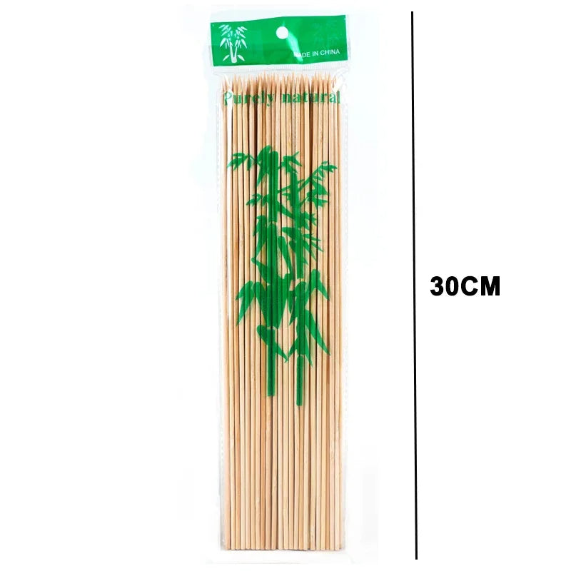 Natural Bamboo Skewers for BBQ，Appetiser，Fruit，Cocktail，Kabob，Chocolate Fountain，Grilling，Barbecue，Kitchen，Crafting and Party. Φ=4mm, More Size Choices 6.5"/15"/20"/25"/30"(80-100 PCS)