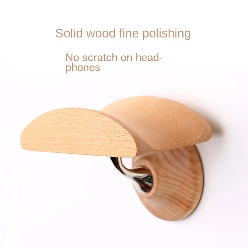Wood Headphone Wall Mount Holder, with VHB Adhesive Tape and Screw, Holds 10 lbs