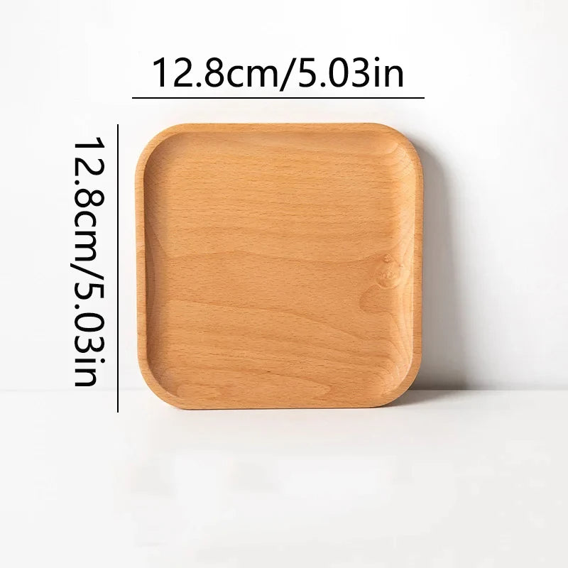 Round Wood Dish, Plate Acacia Wooden for Cake, Sweets Fruit Dessert Coffee Dish, Round Wood Dinner Tableware Plates, Tray for Home Decoration