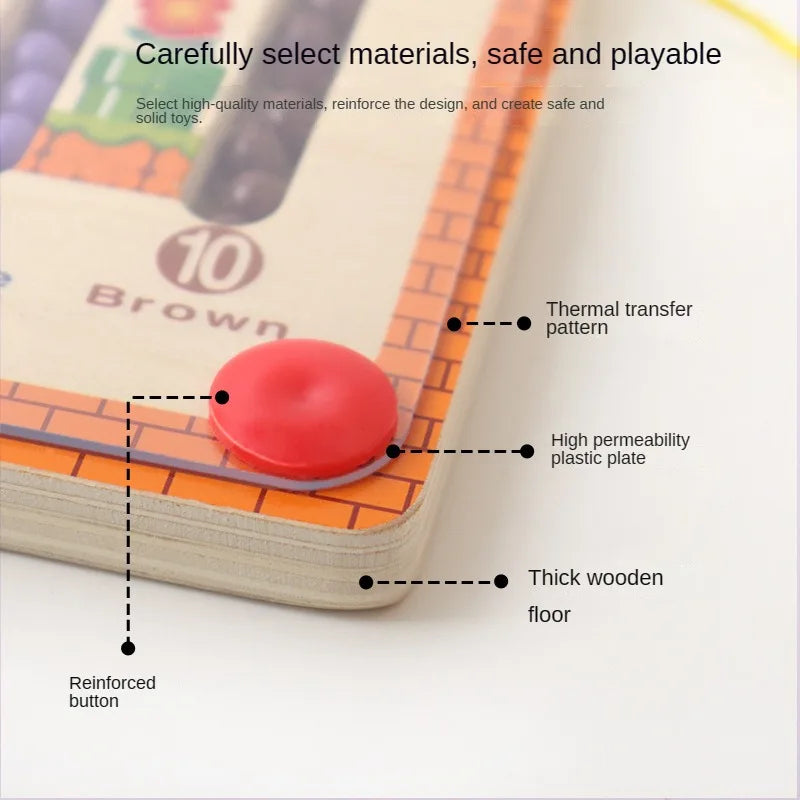 Magnetic Color and Number Maze, Montessori Fine Motor Skills Toys for Girls Boys, Wooden Magnet Maze Board Game, Dinosaur Design Toys for 3 4 5 Years Old Preschool Learning Activities