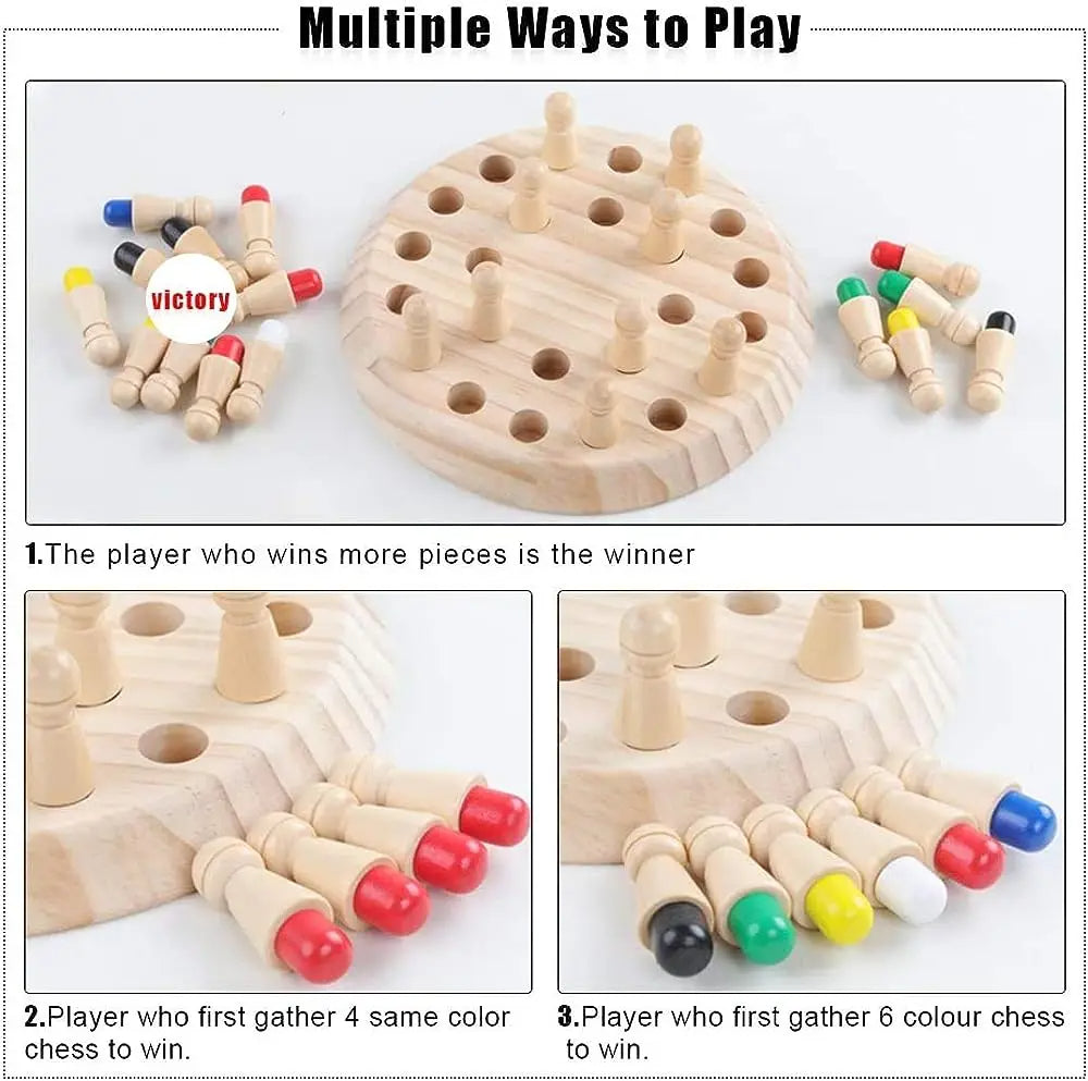 Wooden Memory Chess Matching Game: Family Board Games for Kids and Adults, Montessori Preschool Learning Educational Toy for Toddler 3 4 5 6 7 8+ Year Old, Birthday Gift for Boy Girl