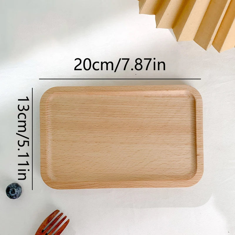 Round Wood Dish, Plate Acacia Wooden for Cake, Sweets Fruit Dessert Coffee Dish, Round Wood Dinner Tableware Plates, Tray for Home Decoration