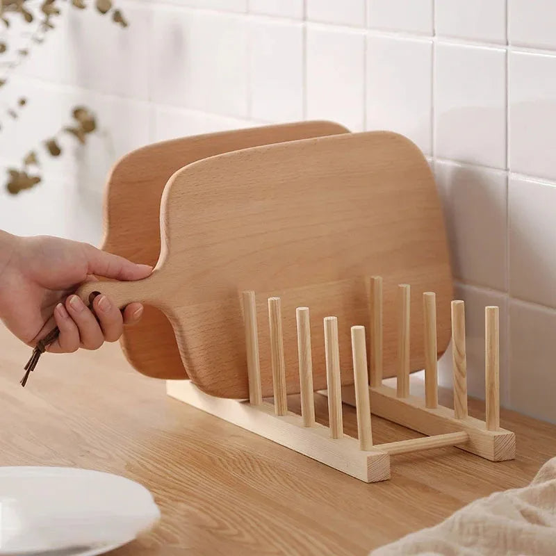 Kunovo Bamboo Dish Rack,Pot lid/Plate/Cutting Board Organizer for Kitchen cabinets,Bottle Drying Holder