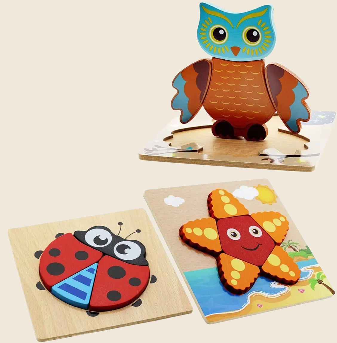 Bekayshad Wooden Puzzles Toddler Toys Gifts for 1 2 3 Year Old Boys Girls, Animal Jigsaw Puzzles Montessori Toys, Learning Educational Christmas Birthday Gifts for Girls Boys Ages 1-3