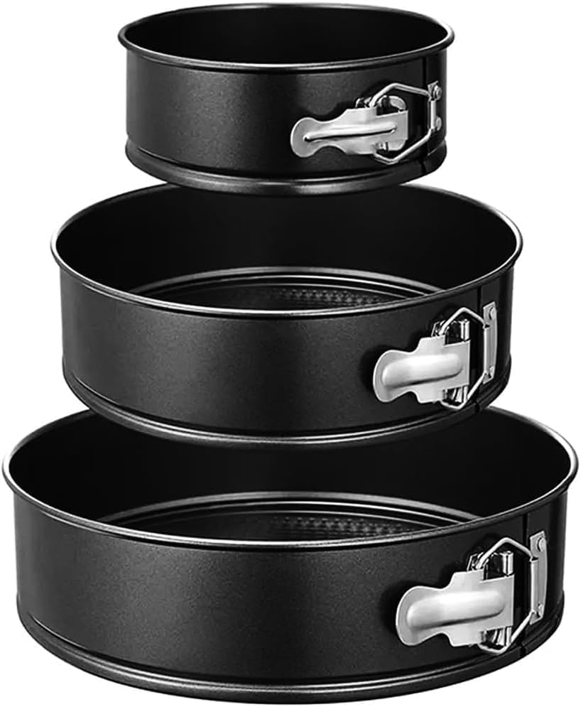 150PCs Cake Pan Set for Baking + Cake Decorating Supplies: 3 Round Non Stick Springform Pan Set (4, 7, 9 inches),24 Icing Tips,Cake Leveler–Multi-functional Leak-Proof Cake Pans & eBook