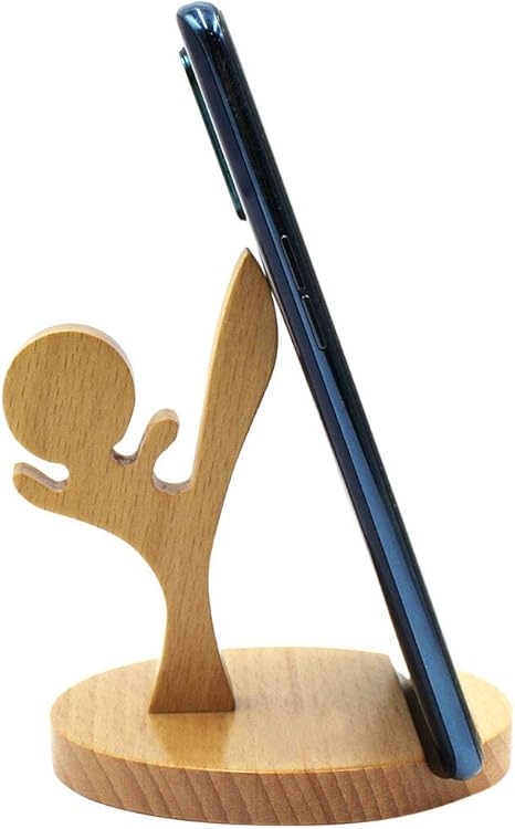 Cute Dog Cellphone Holder Stand Wooden Smartphone Desk Holder for All Mobile Phones Animal Phone Stand Desk Ornament