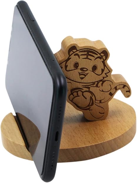 Cute Dog Cellphone Holder Stand Wooden Smartphone Desk Holder for All Mobile Phones Animal Phone Stand Desk Ornament