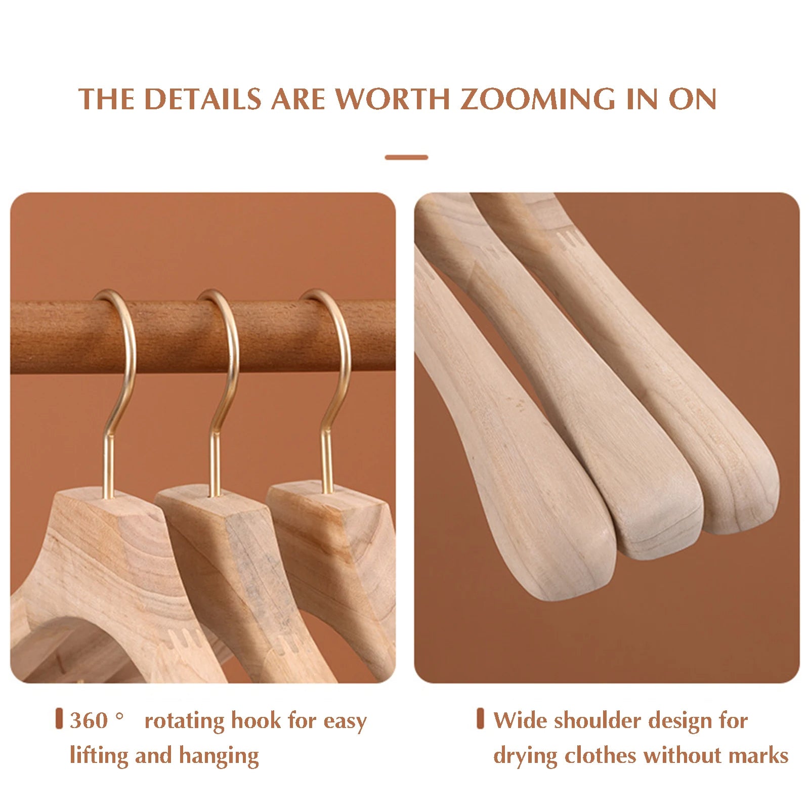 Suit Clothes Hangers 1pc Natural Camphor Wood Non-Slip Clothes Rack Hanger