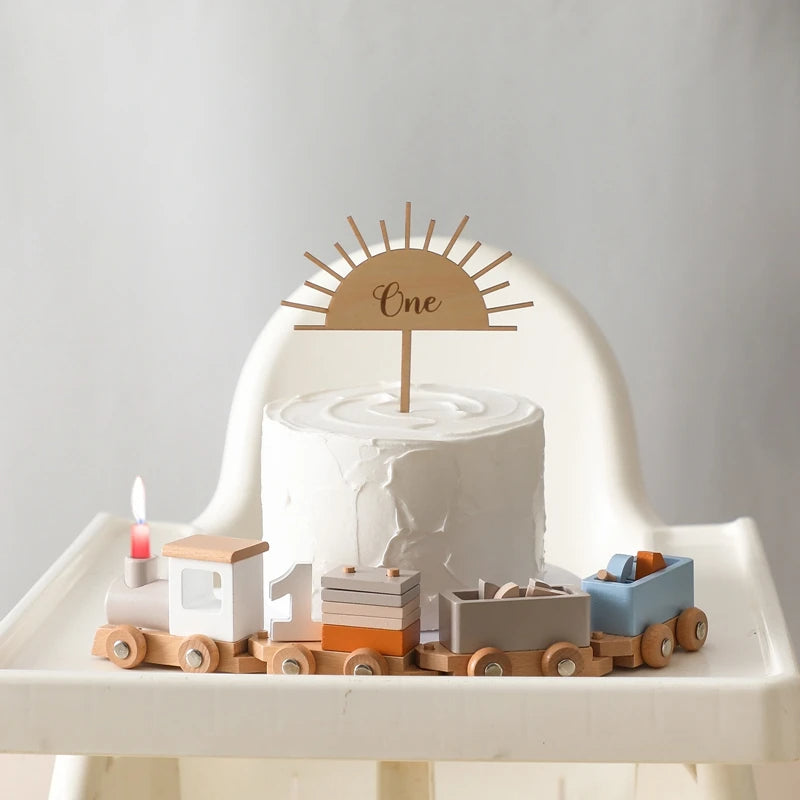 Wooden Train Set for Baby Toys with Numbers and Blocks Train Toy 12 PCS for Toddler Boys and Girls 1 2 3 4 5 Birthday Toys