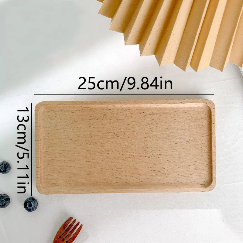 Round Wood Dish, Plate Acacia Wooden for Cake, Sweets Fruit Dessert Coffee Dish, Round Wood Dinner Tableware Plates, Tray for Home Decoration