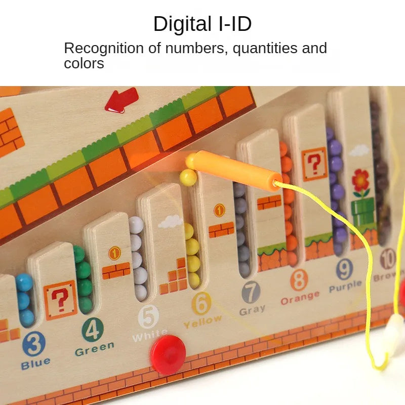 Magnetic Color and Number Maze, Montessori Fine Motor Skills Toys for Girls Boys, Wooden Magnet Maze Board Game, Dinosaur Design Toys for 3 4 5 Years Old Preschool Learning Activities