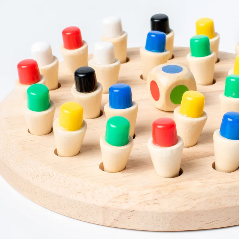 Wooden Memory Chess Matching Game: Family Board Games for Kids and Adults, Montessori Preschool Learning Educational Toy for Toddler 3 4 5 6 7 8+ Year Old, Birthday Gift for Boy Girl