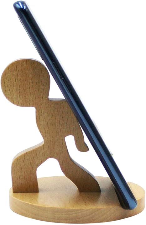 Cute Dog Cellphone Holder Stand Wooden Smartphone Desk Holder for All Mobile Phones Animal Phone Stand Desk Ornament
