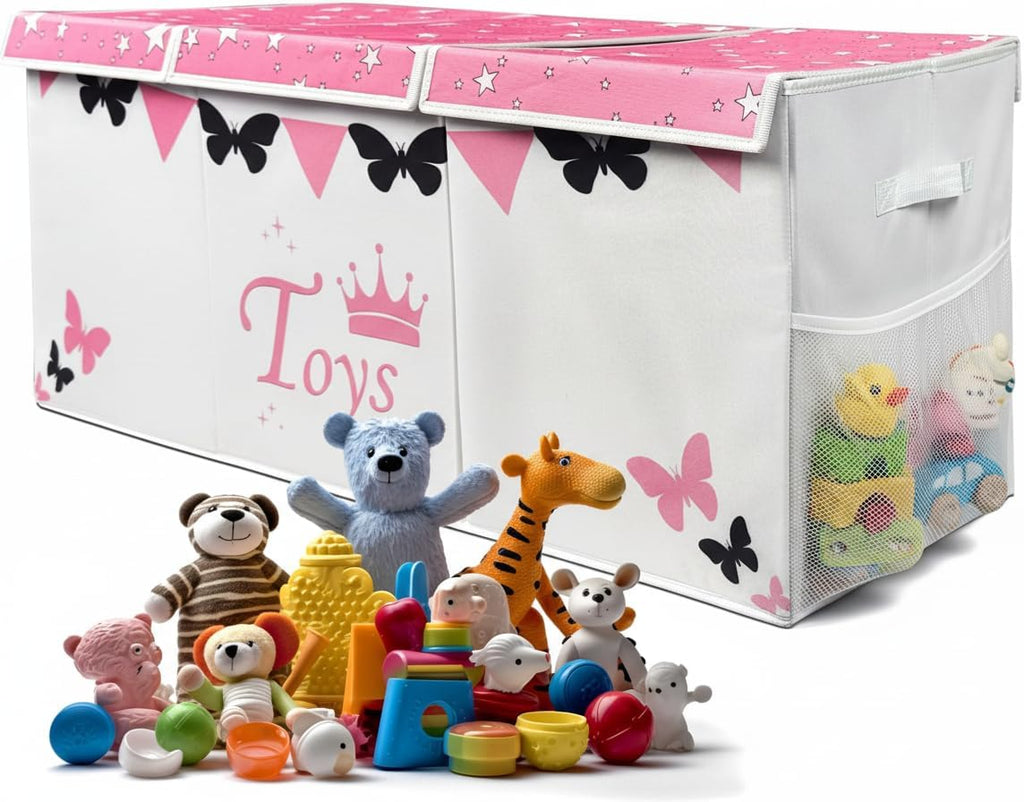 Extra Large Toy Storage Organizer For Living Room with Lids - Glow-in-Dark 40"x14"x16" Collapsible 600D Oxford Toy Chest for Kids, Boys, Girls - Durable Toy Bin for Living Room, Playroom, Nursery