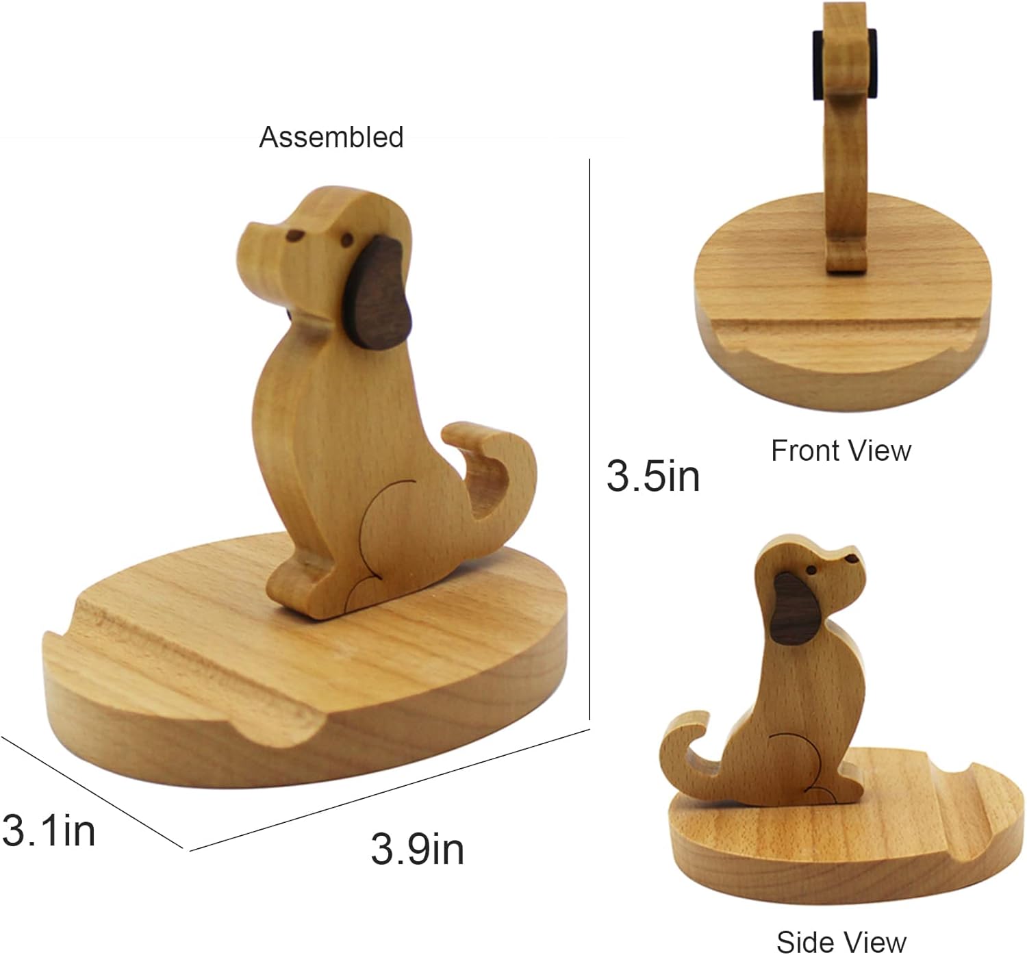 Cute Dog Cellphone Holder Stand Wooden Smartphone Desk Holder for All Mobile Phones Animal Phone Stand Desk Ornament