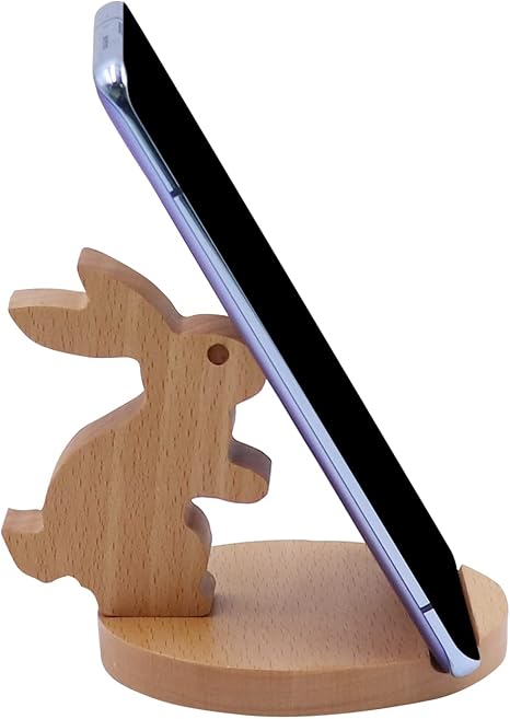 Cute Dog Cellphone Holder Stand Wooden Smartphone Desk Holder for All Mobile Phones Animal Phone Stand Desk Ornament
