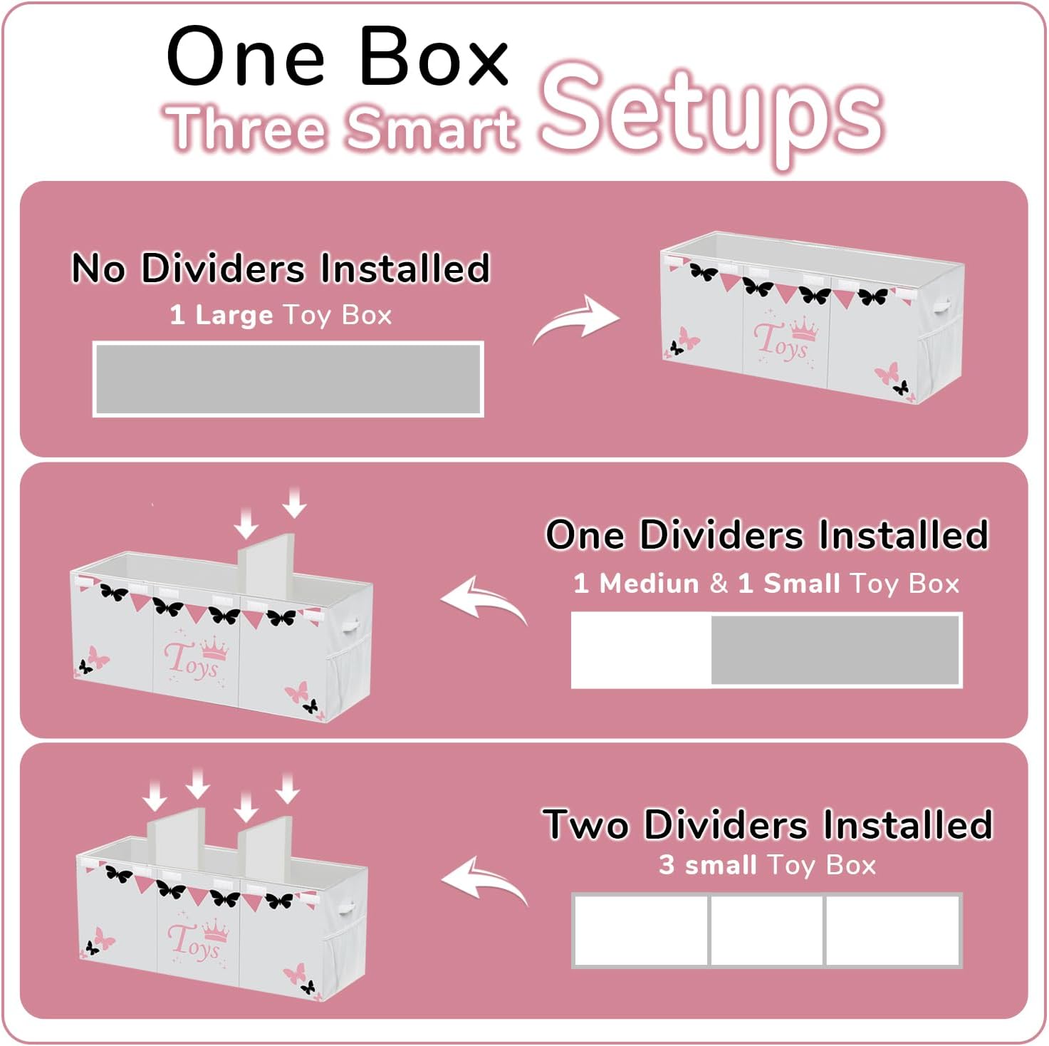 Extra Large Toy Storage Organizer For Living Room with Lids - Glow-in-Dark 40"x14"x16" Collapsible 600D Oxford Toy Chest for Kids, Boys, Girls - Durable Toy Bin for Living Room, Playroom, Nursery