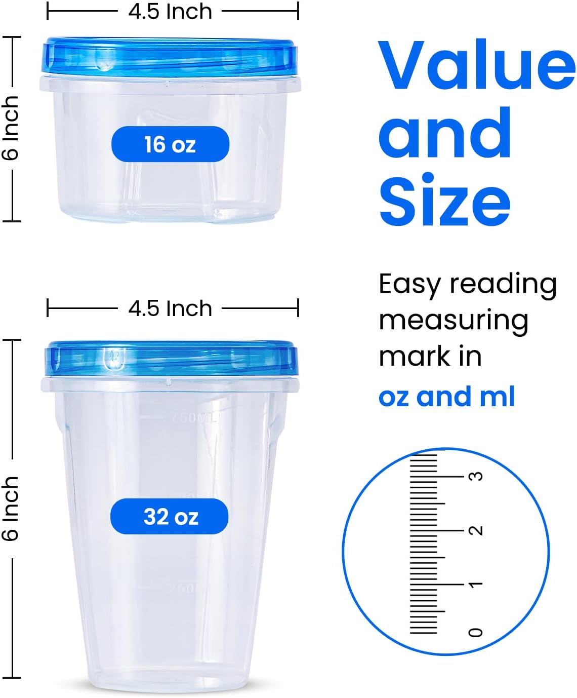 48 pcs Freezer Storage Containers with Lids-(32 & 16OZ) 24 Food Storage Containers with 24 Twist Top-Deli Container for Soup-Reusable Plastic Box for Lunch, Gym, Travel