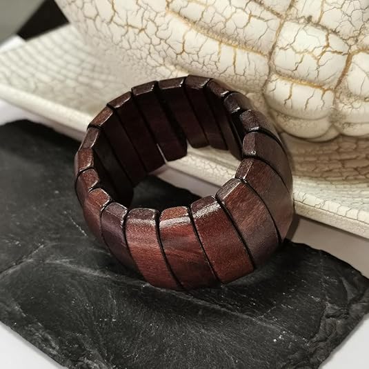 Wooden Beads Stretch Bangle Bracelet Bohemian Multi-Colored Wood Elastic Ethnic Wristband Cuff Bracelet for Men and Women
